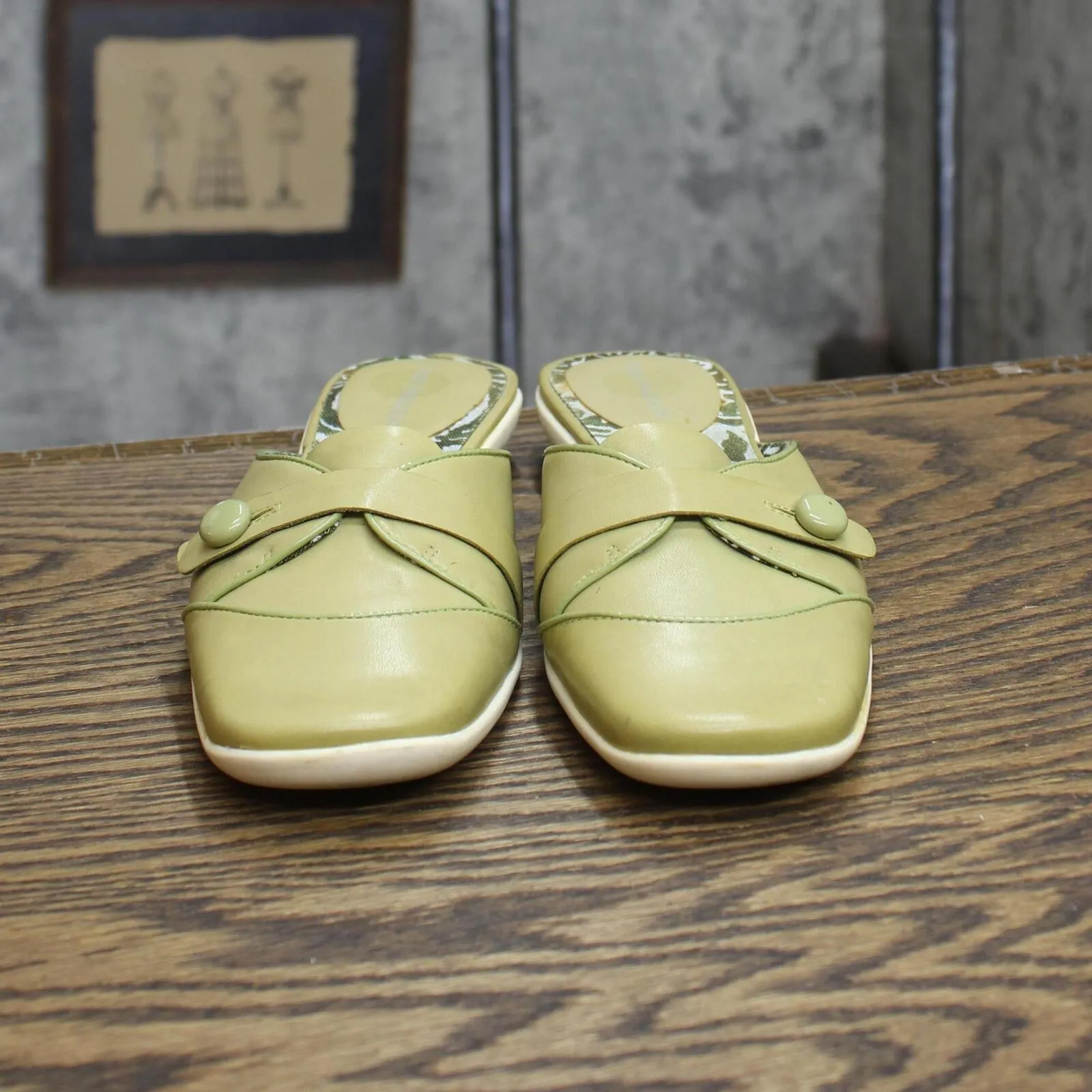 Enzo Angiolini Womens Vintage Slip On Sandals 1673fb373beee1 Green 6M