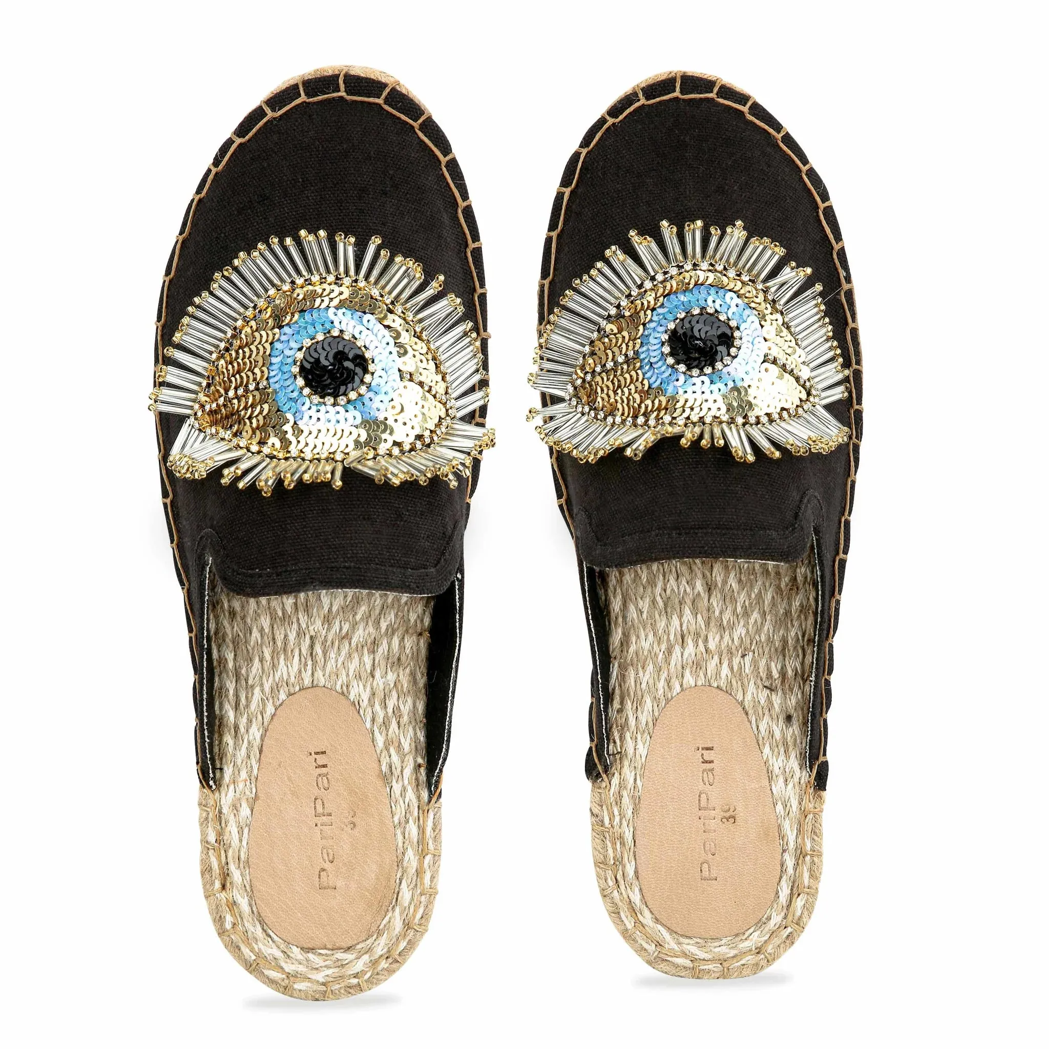 Evil Eye Glare Espadrilles Charcoal Flat
