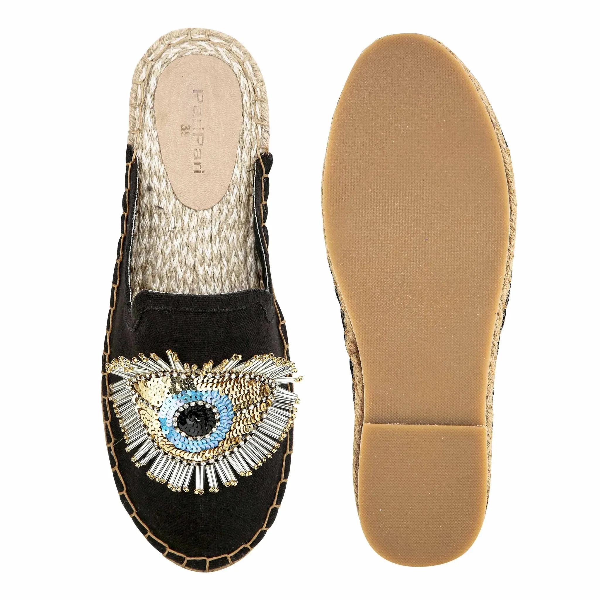 Evil Eye Glare Espadrilles Charcoal Flat