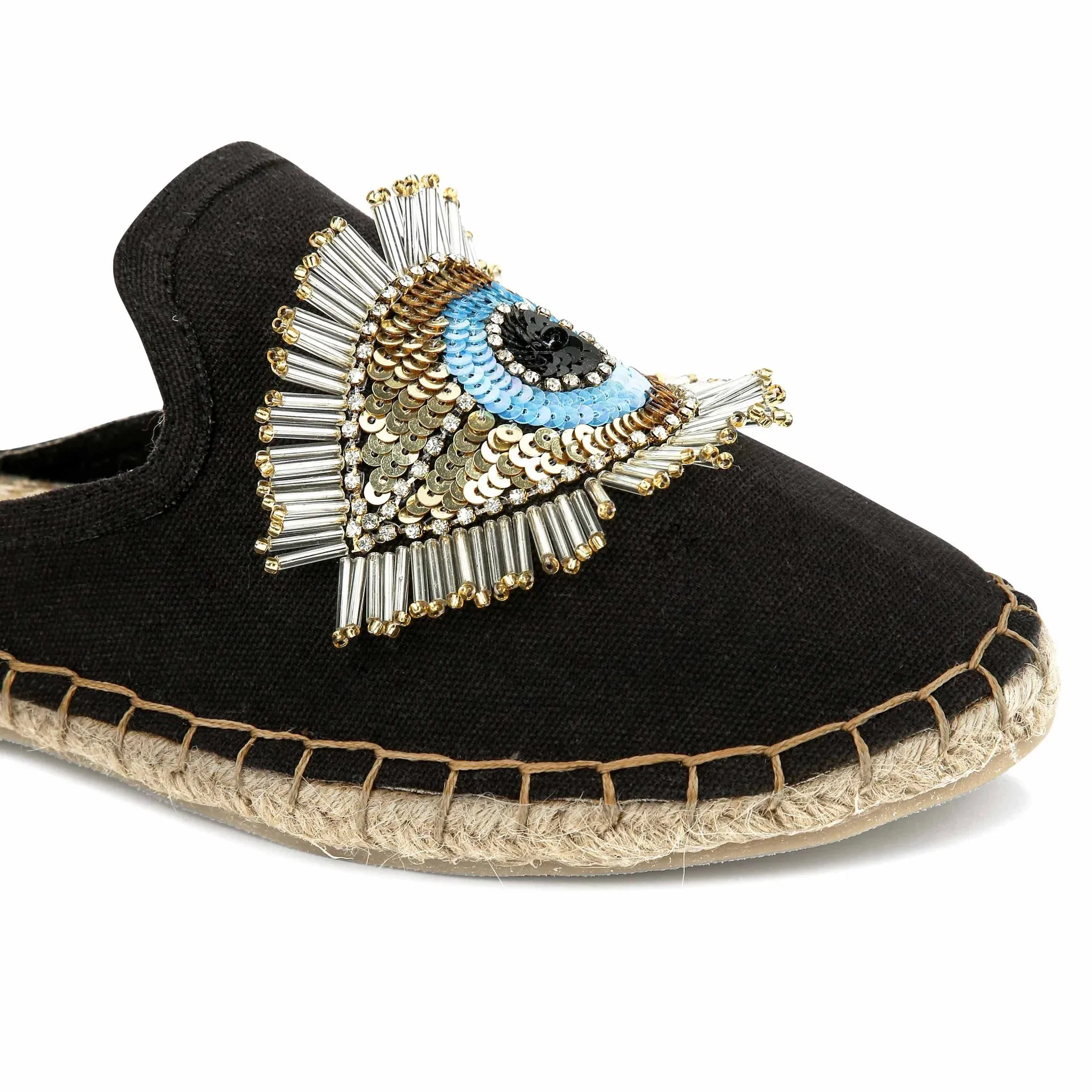 Evil Eye Glare Espadrilles Charcoal Flat
