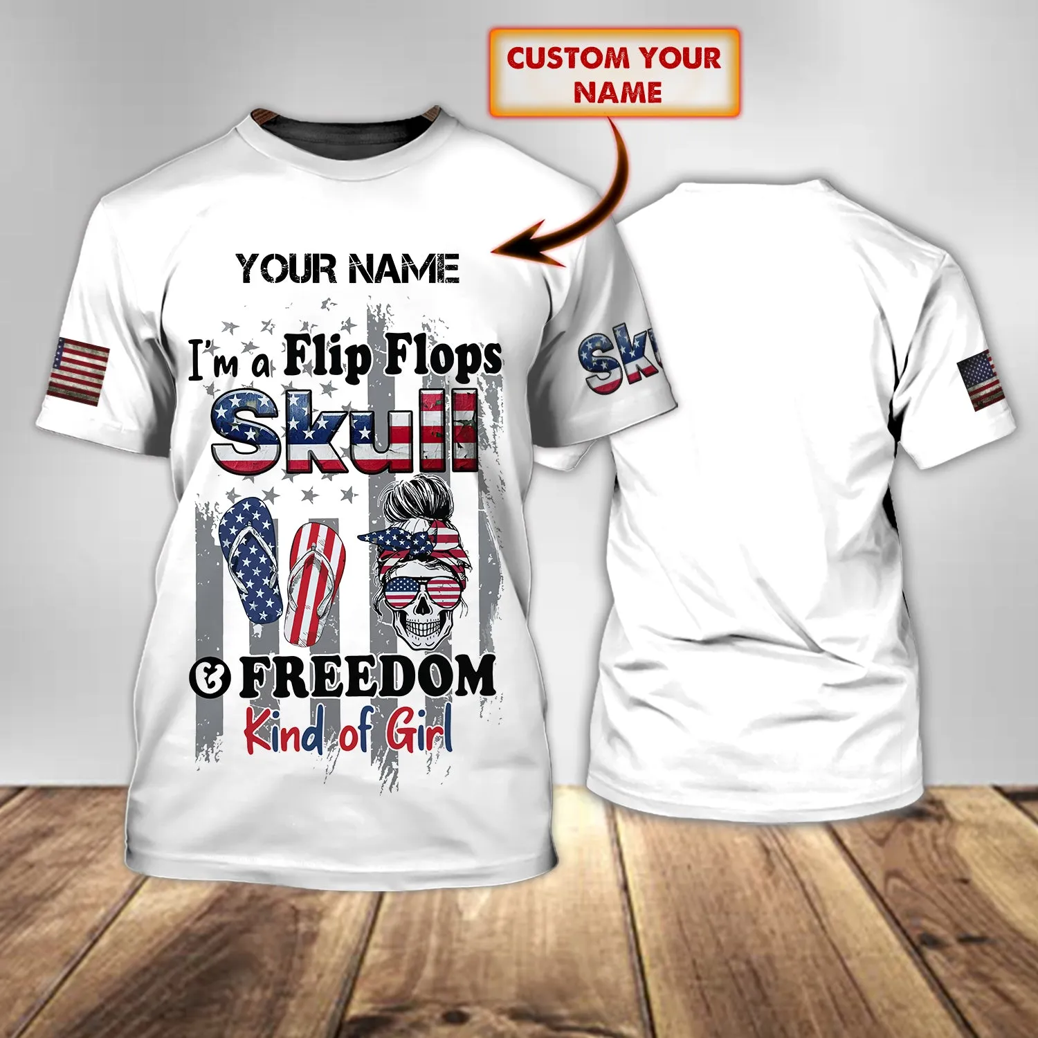 Flip Flops - Personalized Name 3D Tshirt - Hadn
