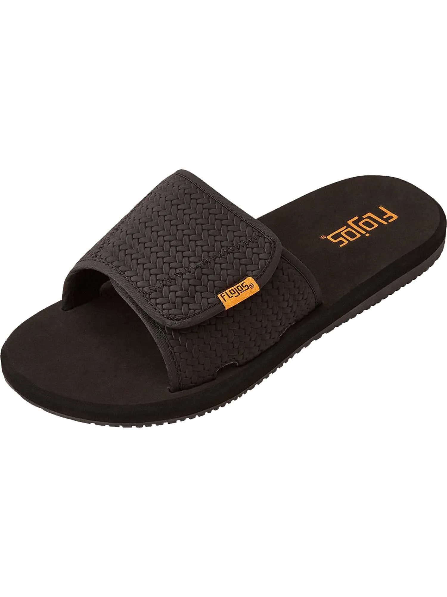 Flojos Men's Duke Hook and Loop Fastener Black Weave Sandals
