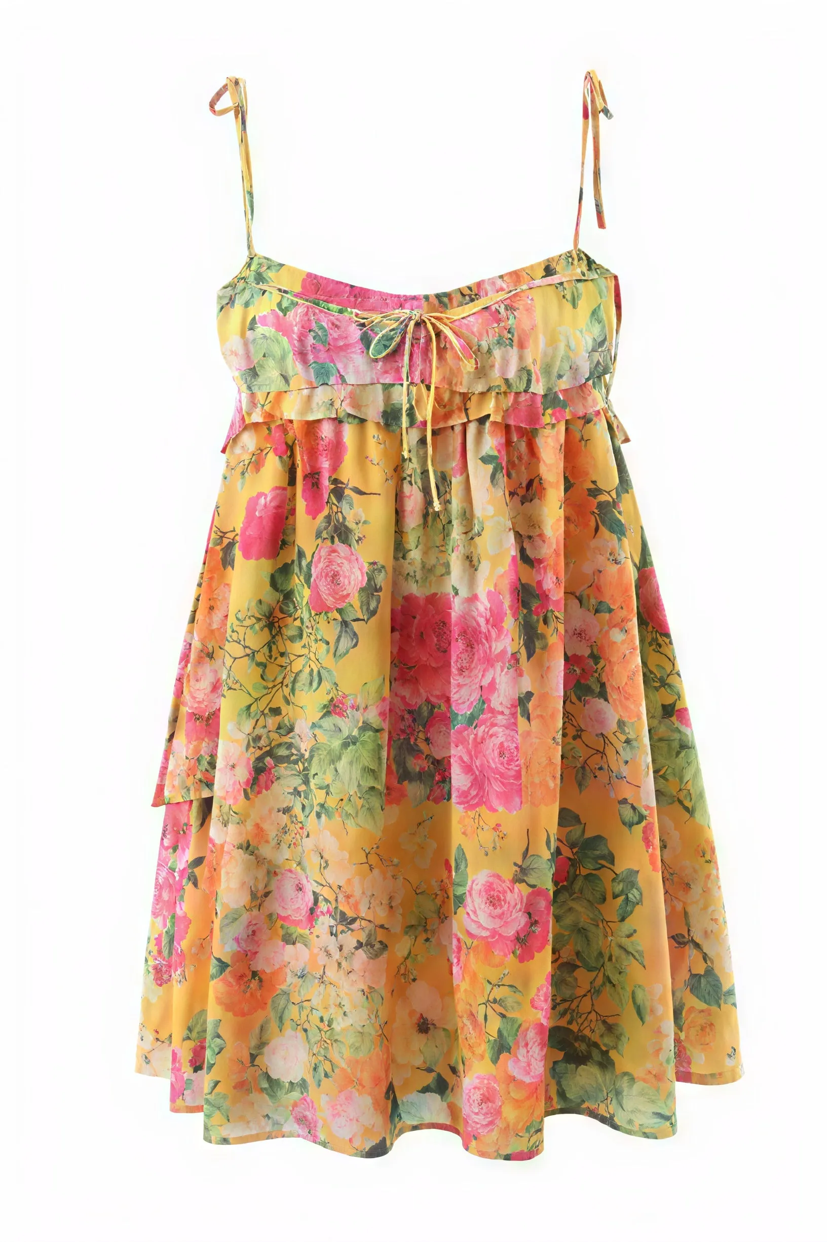 Floral Mini Dress with Tie Straps