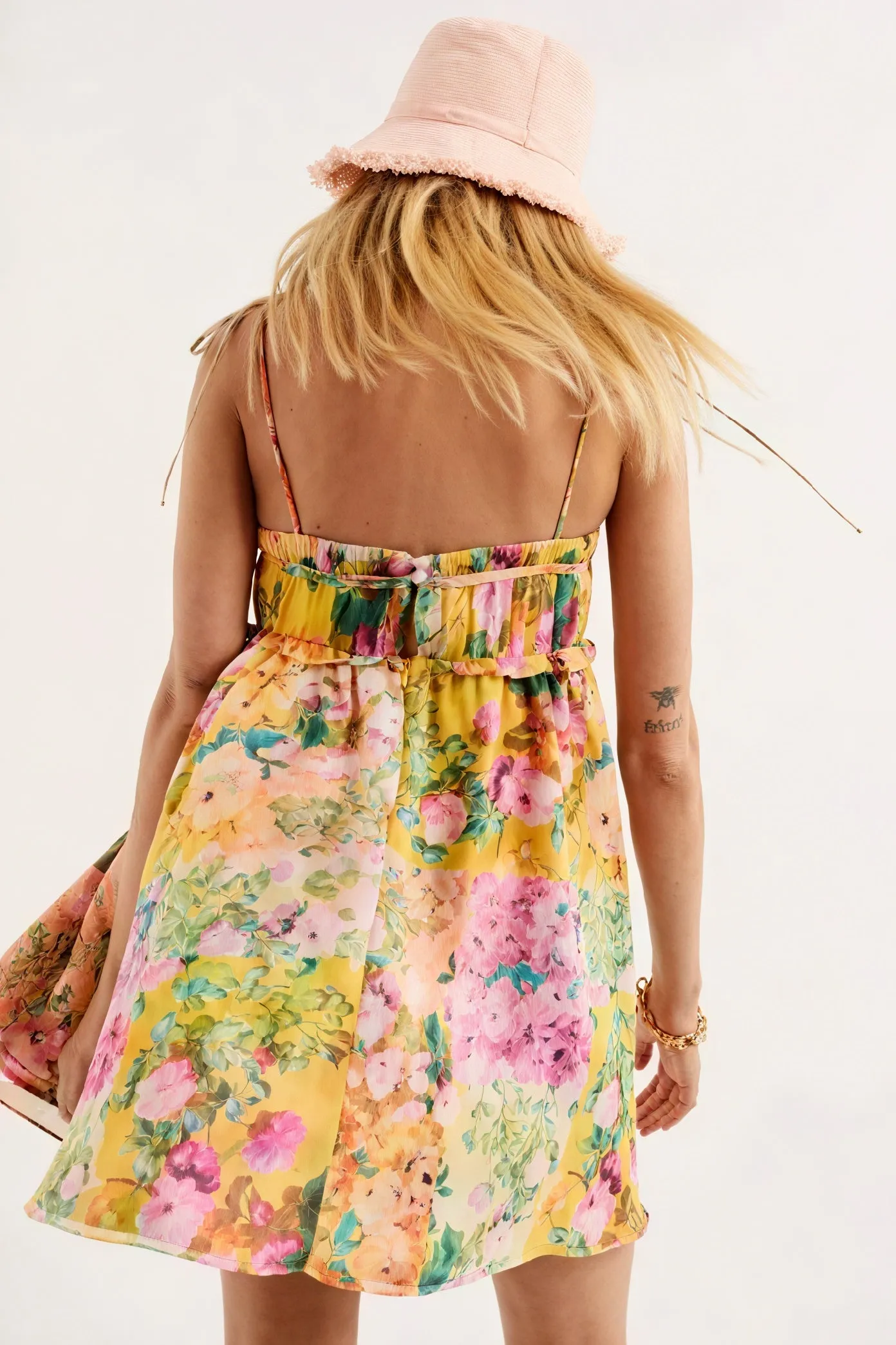 Floral Mini Dress with Tie Straps