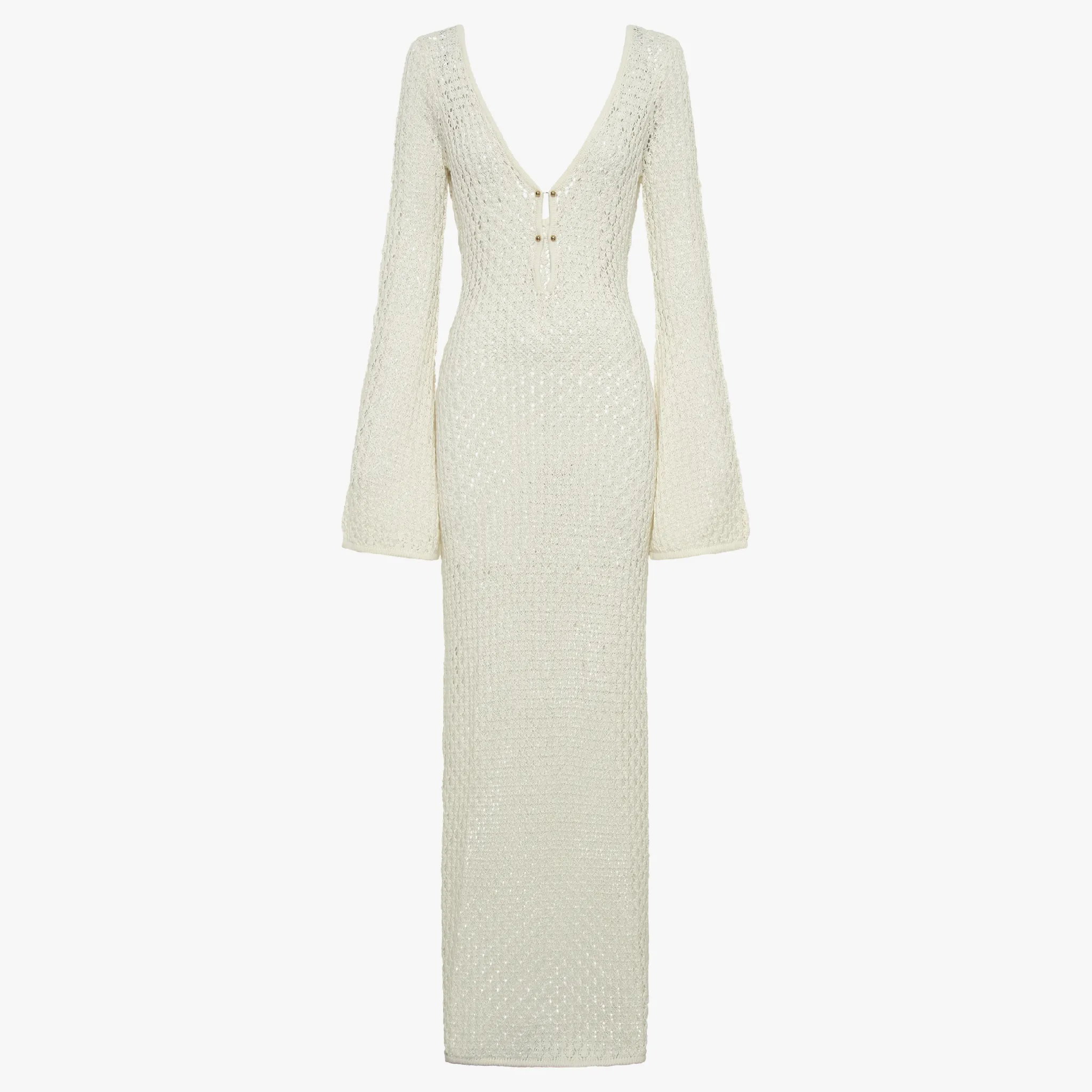 Flowing Open Weave Dress with V-Neck