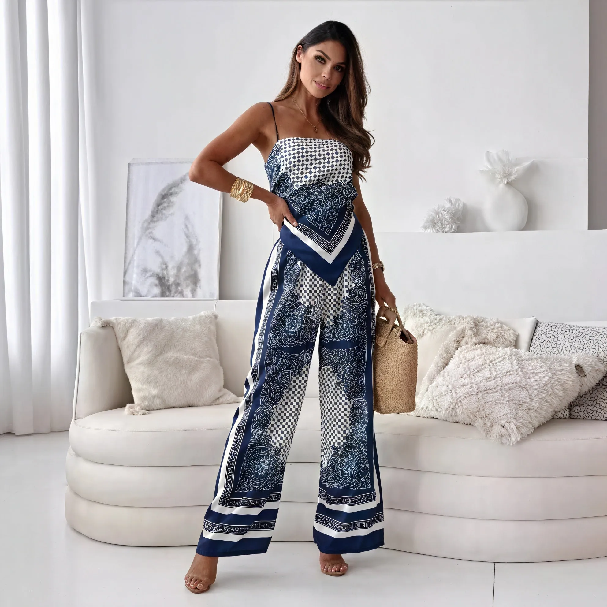 Flowing Paisley Two-Piece Palazzo Suit