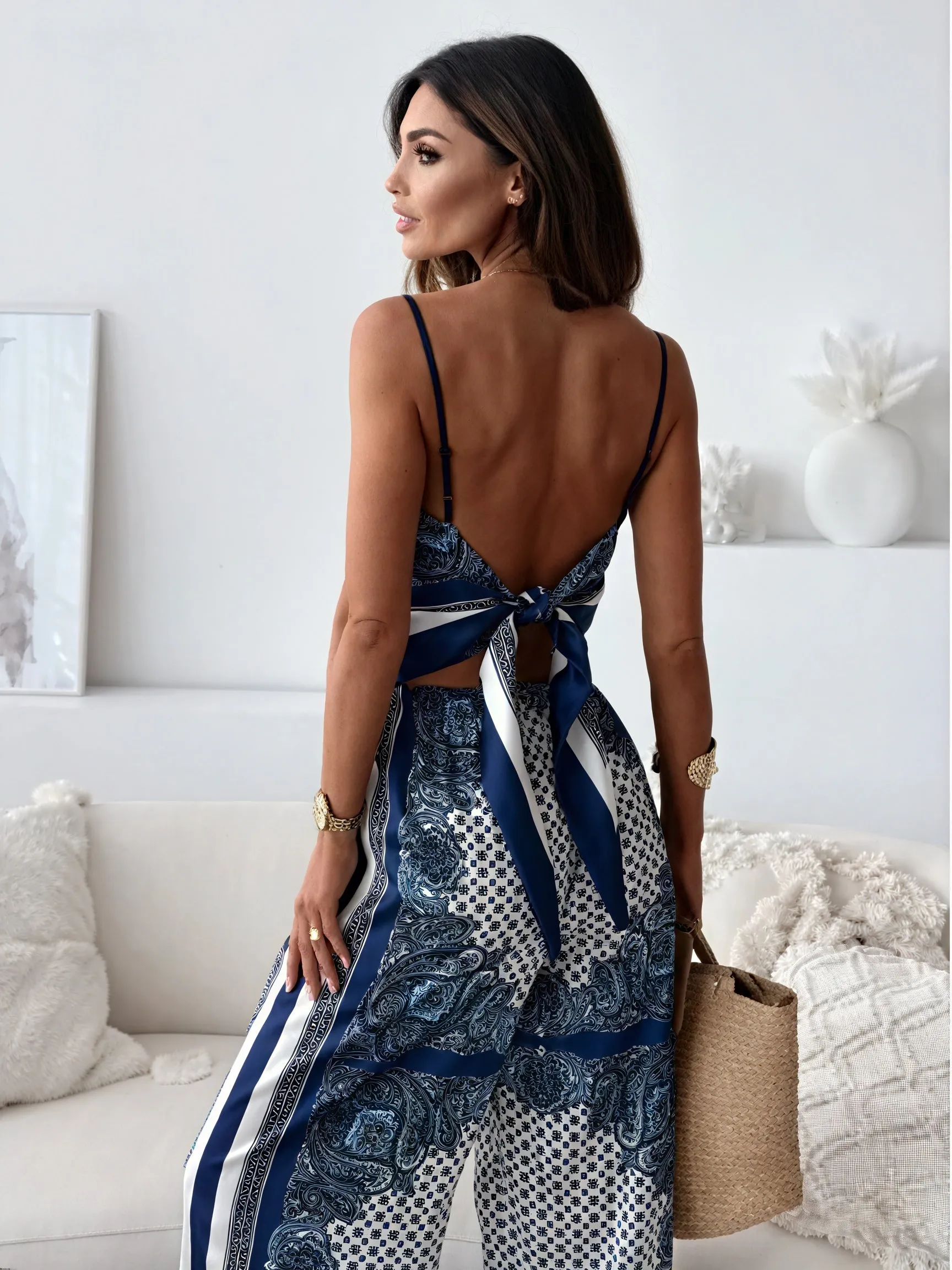 Flowing Paisley Two-Piece Palazzo Suit