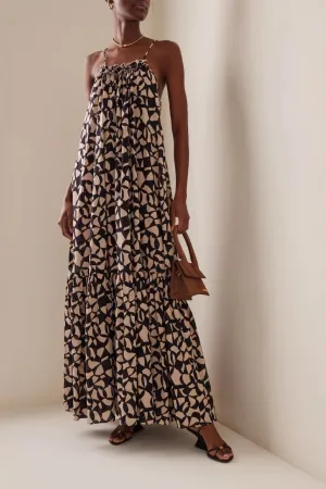 Geometric Maxi Dress with Halter Neckline