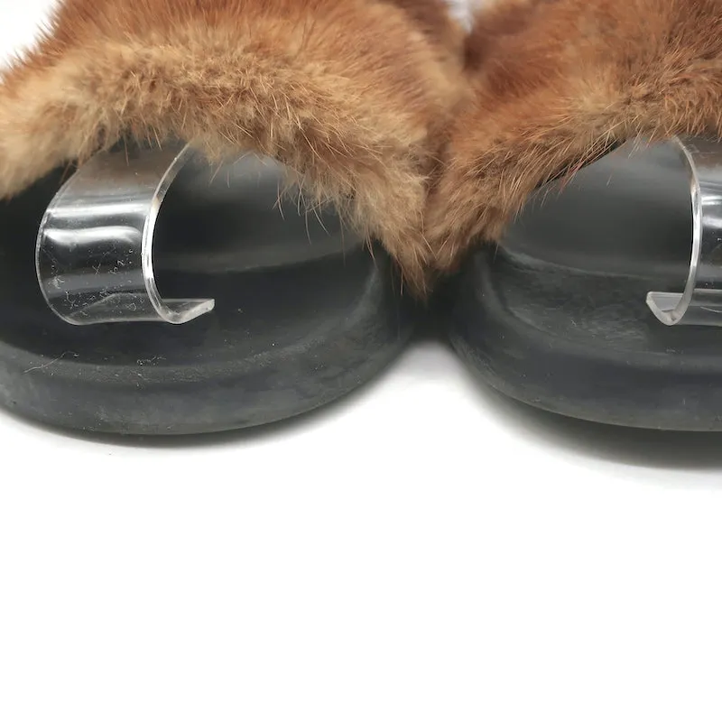 Givenchy Mink Pool Slides Brown Size 39.5 Slip-On Flat Sandals