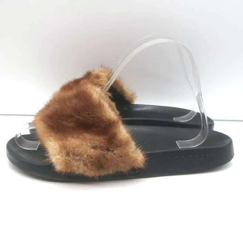 Givenchy Mink Pool Slides Brown Size 39.5 Slip-On Flat Sandals