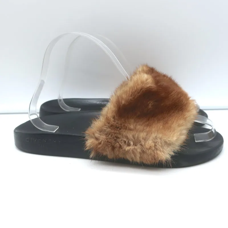 Givenchy Mink Pool Slides Brown Size 39.5 Slip-On Flat Sandals