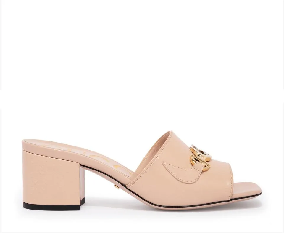 Gucci Horse-bit Detail Square Toe Sandals in Rose Pink
