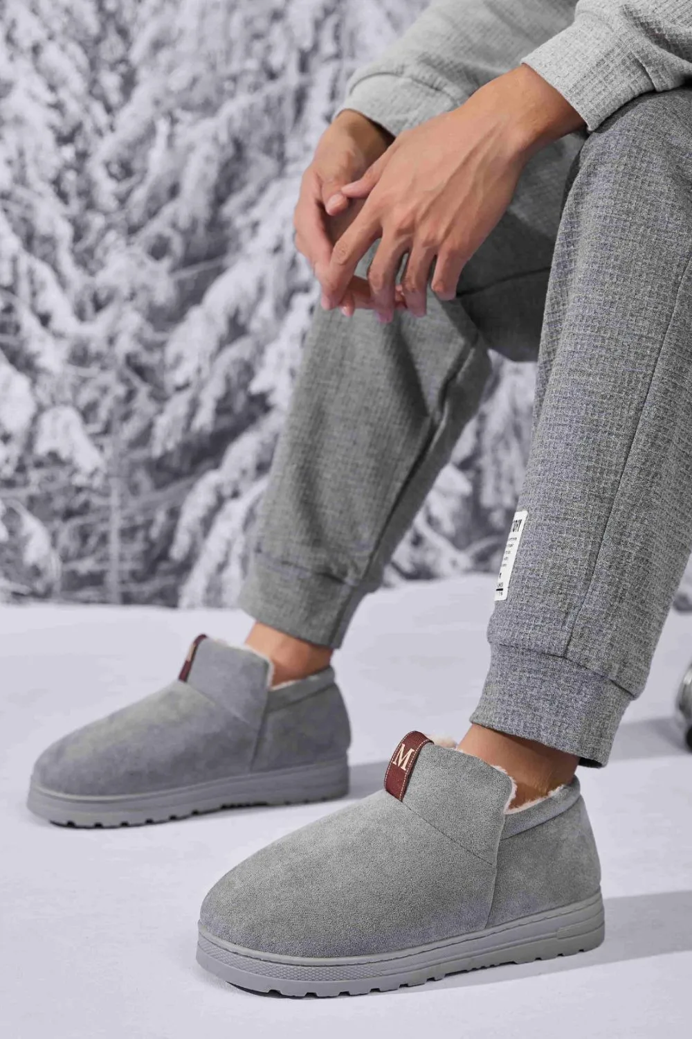 Hazel Blues® |  Letter M Suede Round Toe Slippers