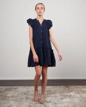 heidi heart quilt petal sleeve tiered tunic - navy