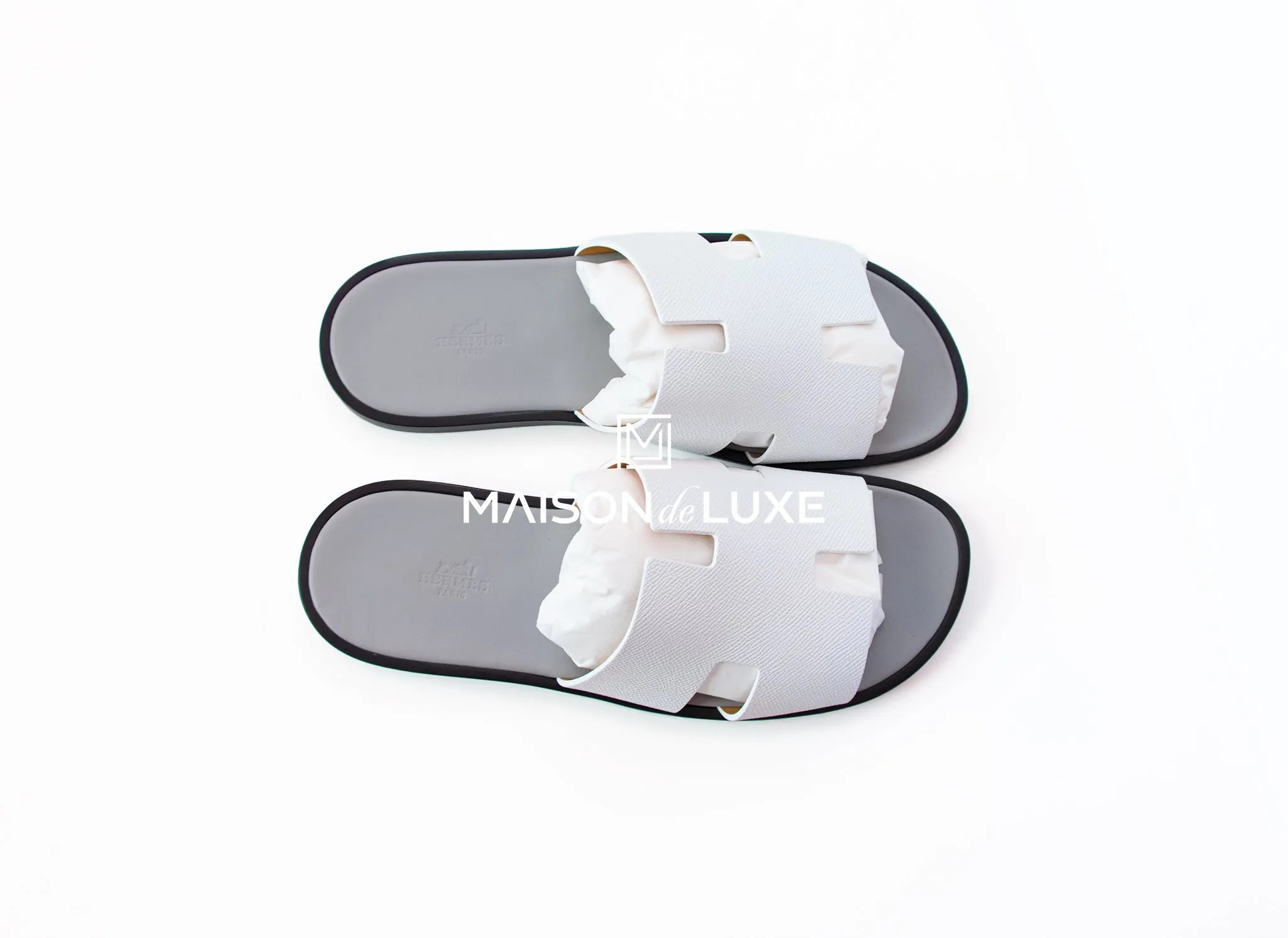 Hermes Men's White Gray Izmir Sandal 43 Shoes