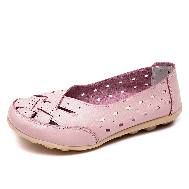 High and breathable flat leather shoes