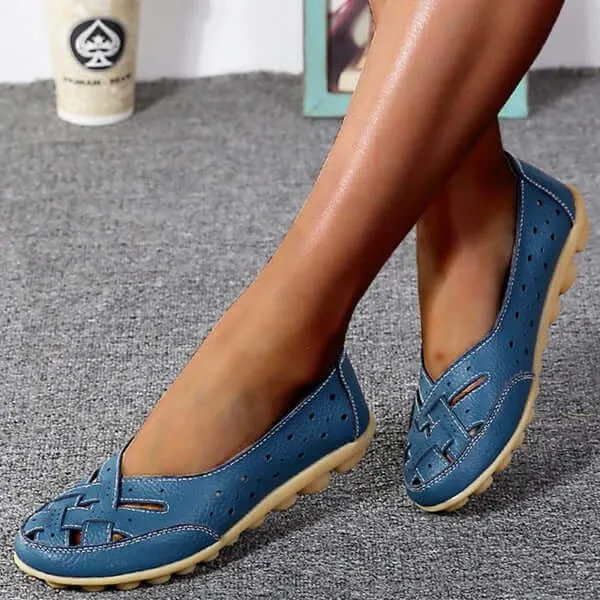 High and breathable flat leather shoes