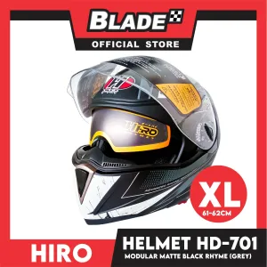 HIRO Helmet FU (XL) HD-701 Matte Black Rhyme Grey Color (Modular)