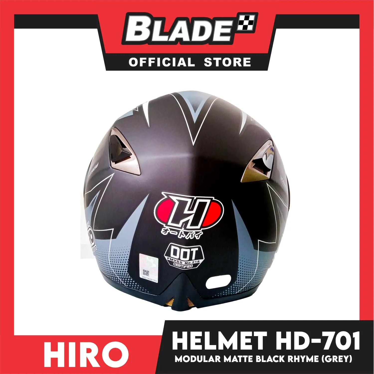 HIRO Helmet FU (XL) HD-701 Matte Black Rhyme Grey Color (Modular)
