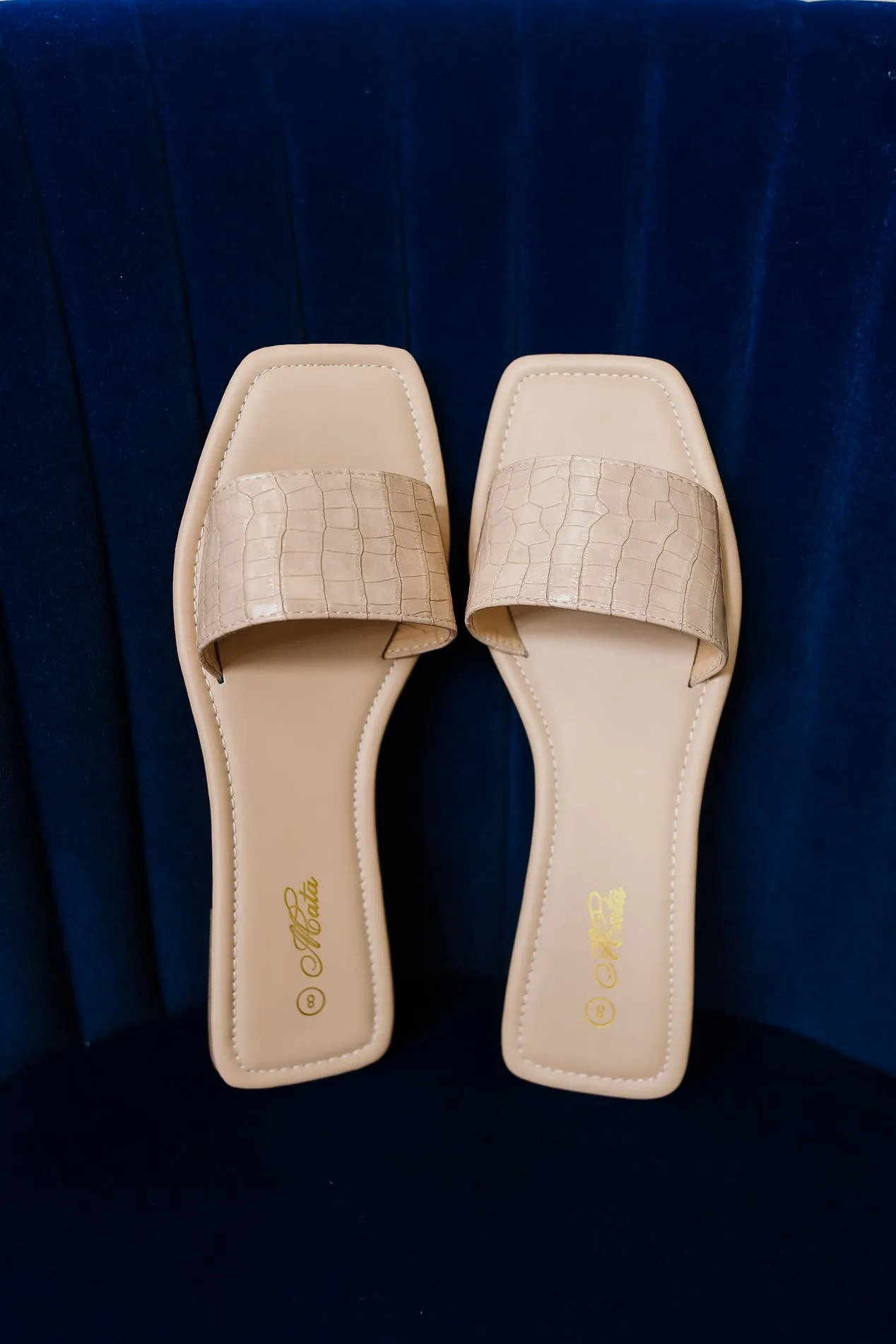 I Can Feel Your Energy Nude Printed Slip On Sandals - SHO2302NU