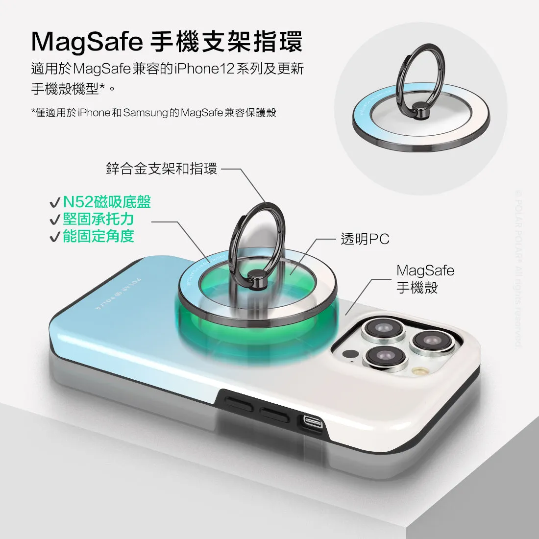 Iceberg Pastel - Black MagSafe Phone Grip and Ring Holder Stand