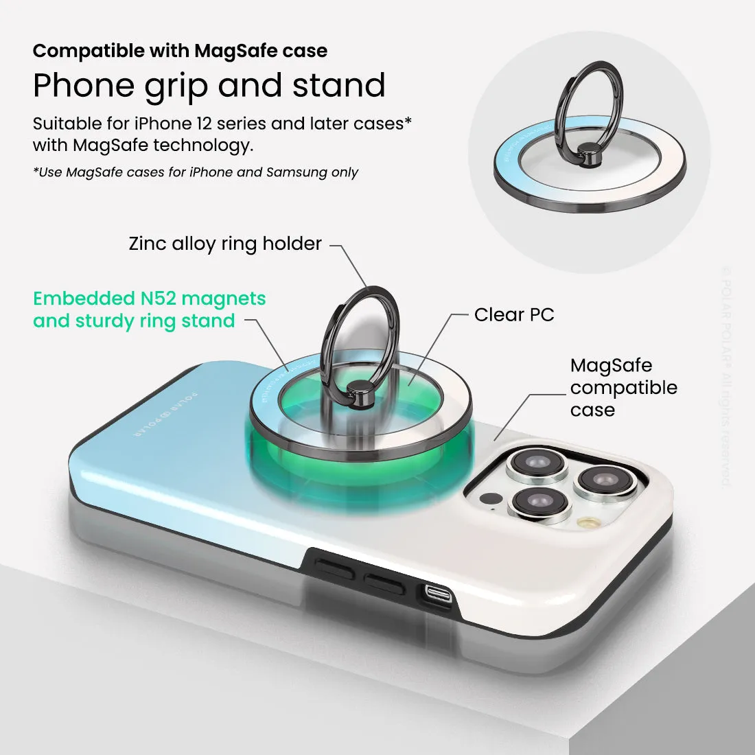 Iceberg Pastel - Black MagSafe Phone Grip and Ring Holder Stand
