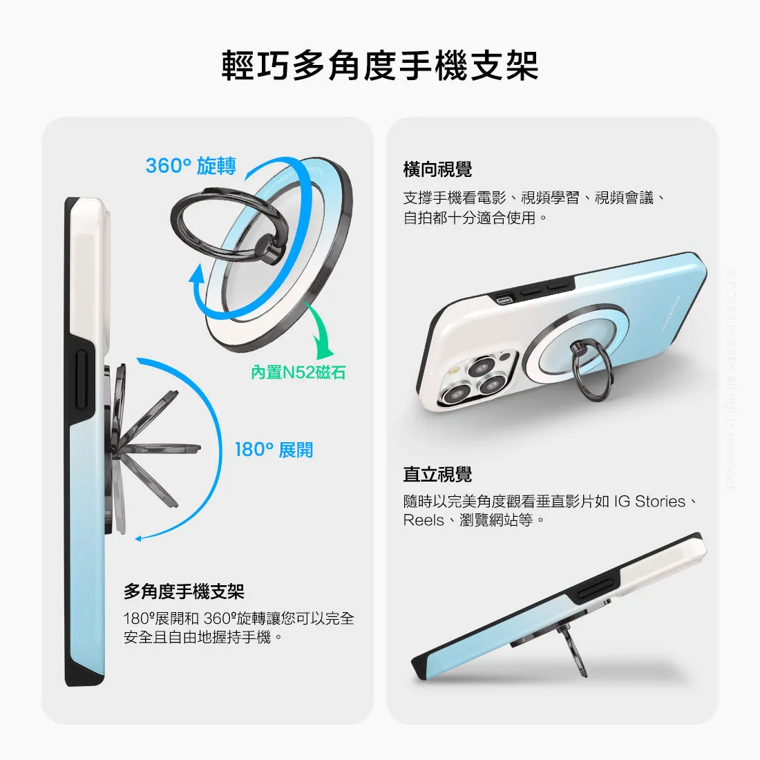 Iceberg Pastel - Black MagSafe Phone Grip and Ring Holder Stand