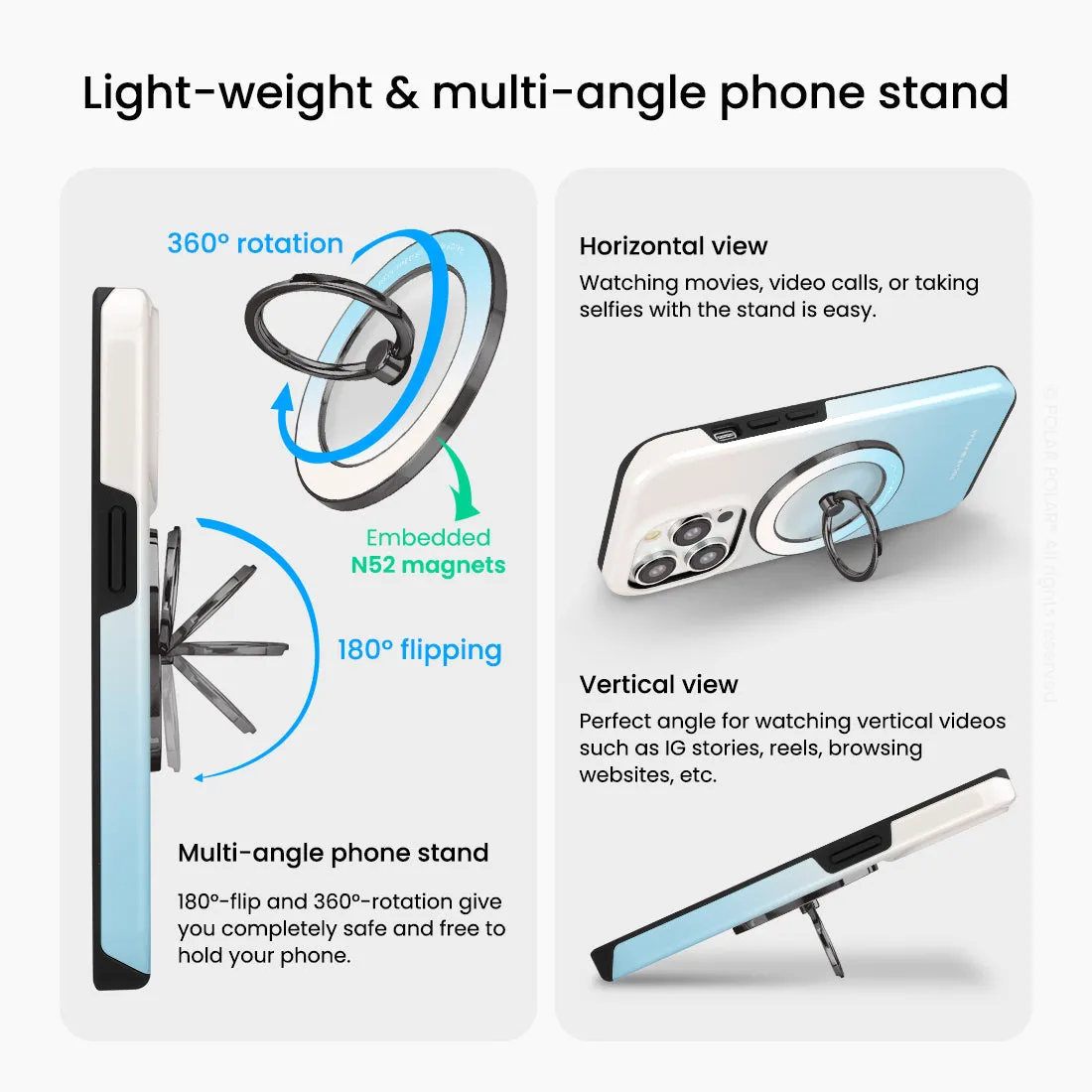 Iceberg Pastel - Black MagSafe Phone Grip and Ring Holder Stand