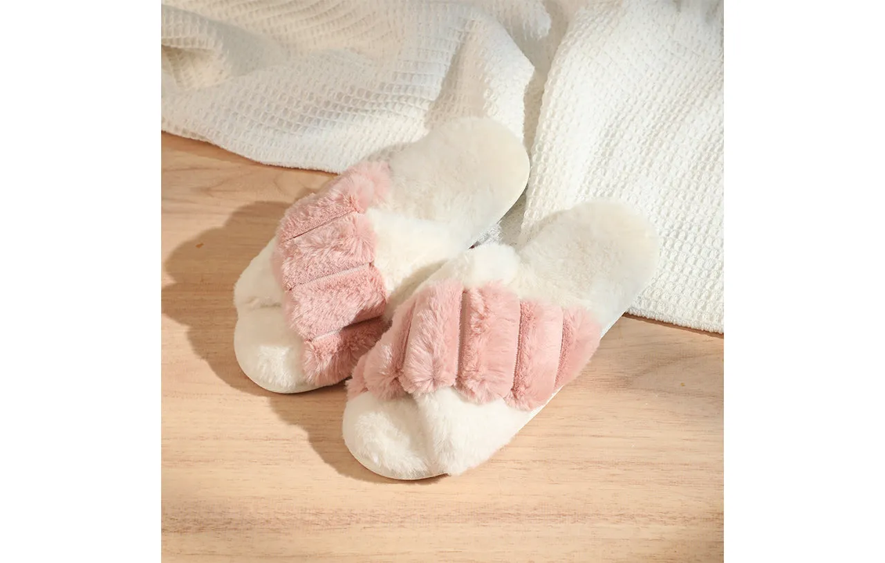 Inviting Faux Fur Slippers for Women - Unique Cotton Stuffing, Comfortable, Warm, Slip-On