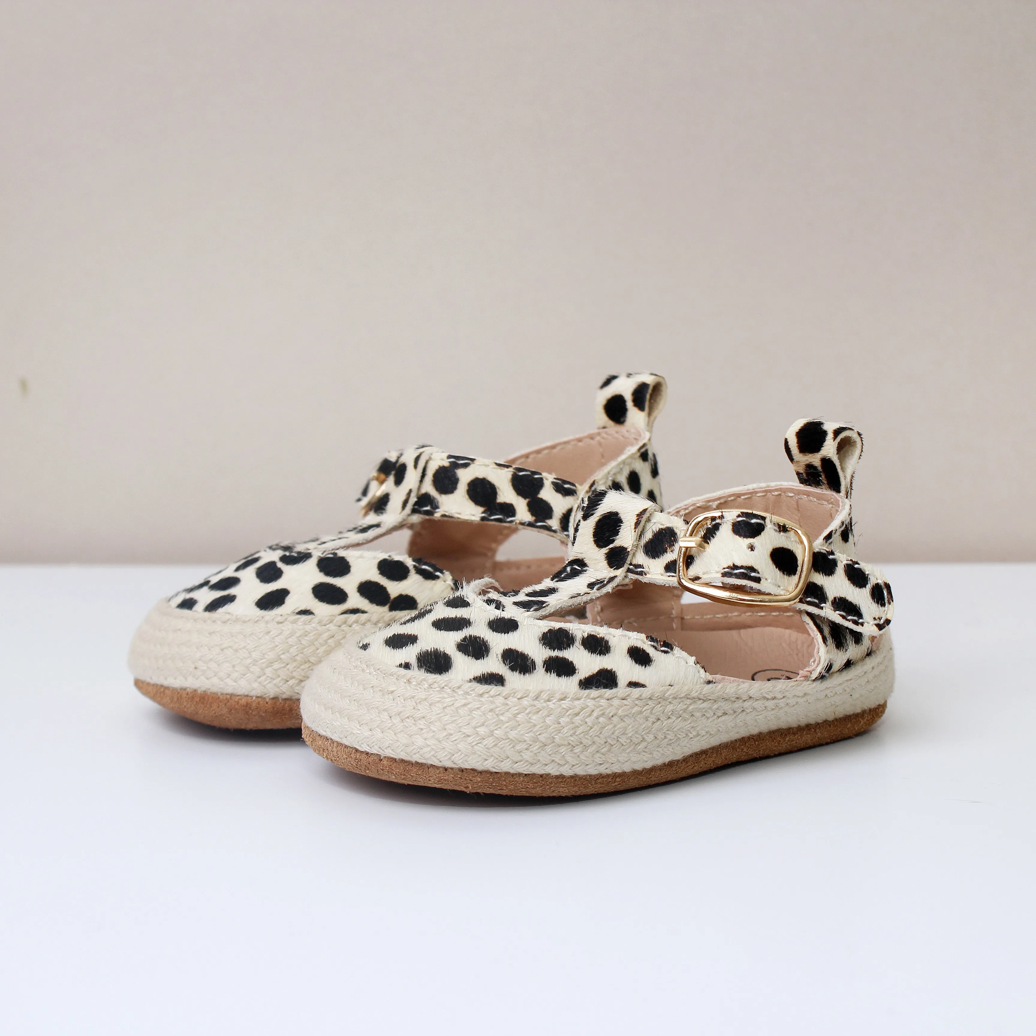 Juno Cream Cheetah Print T Bar Sandals