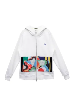 Konus Men's Pocket Zip up Hoodie in White