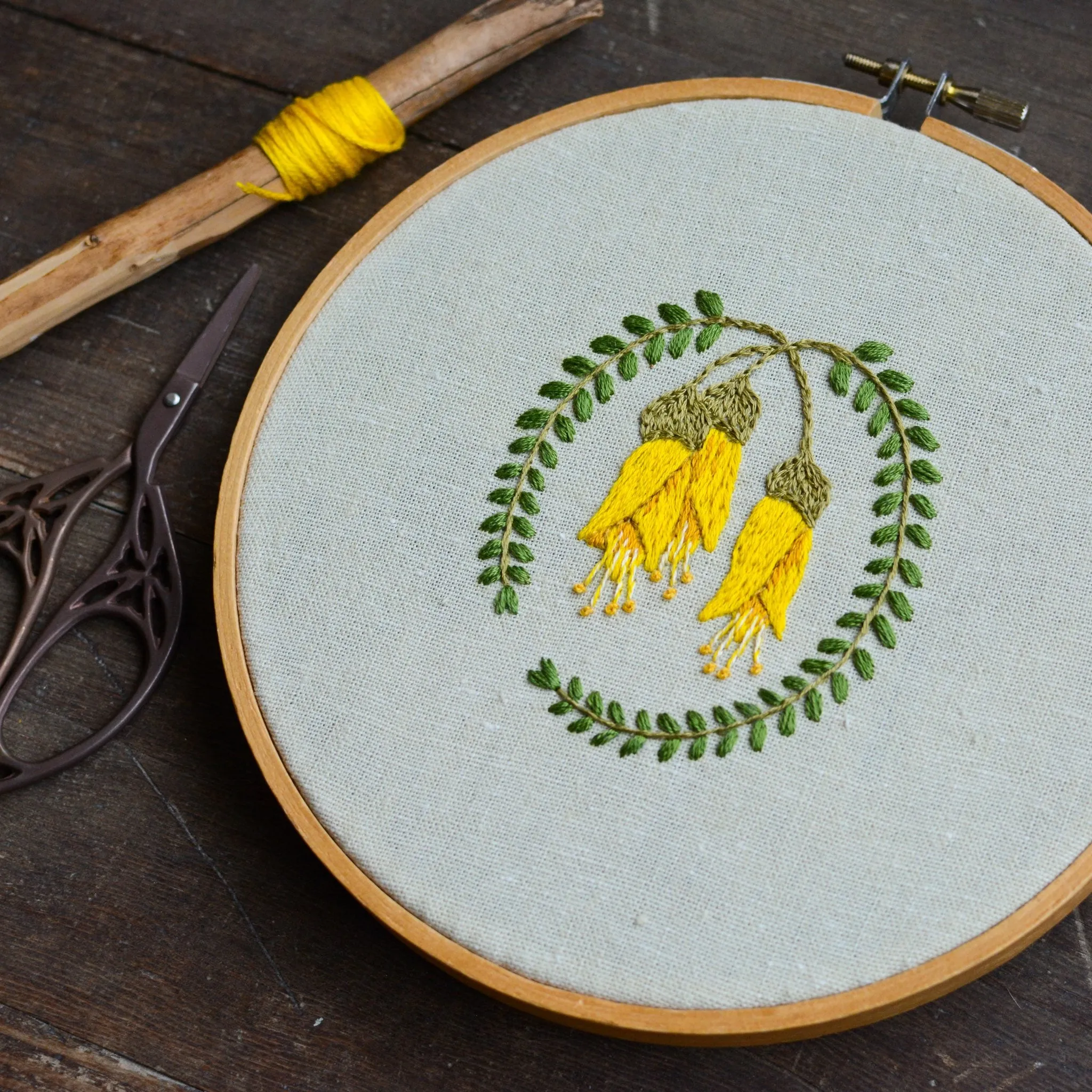 Kōwhai Embroidery Pattern