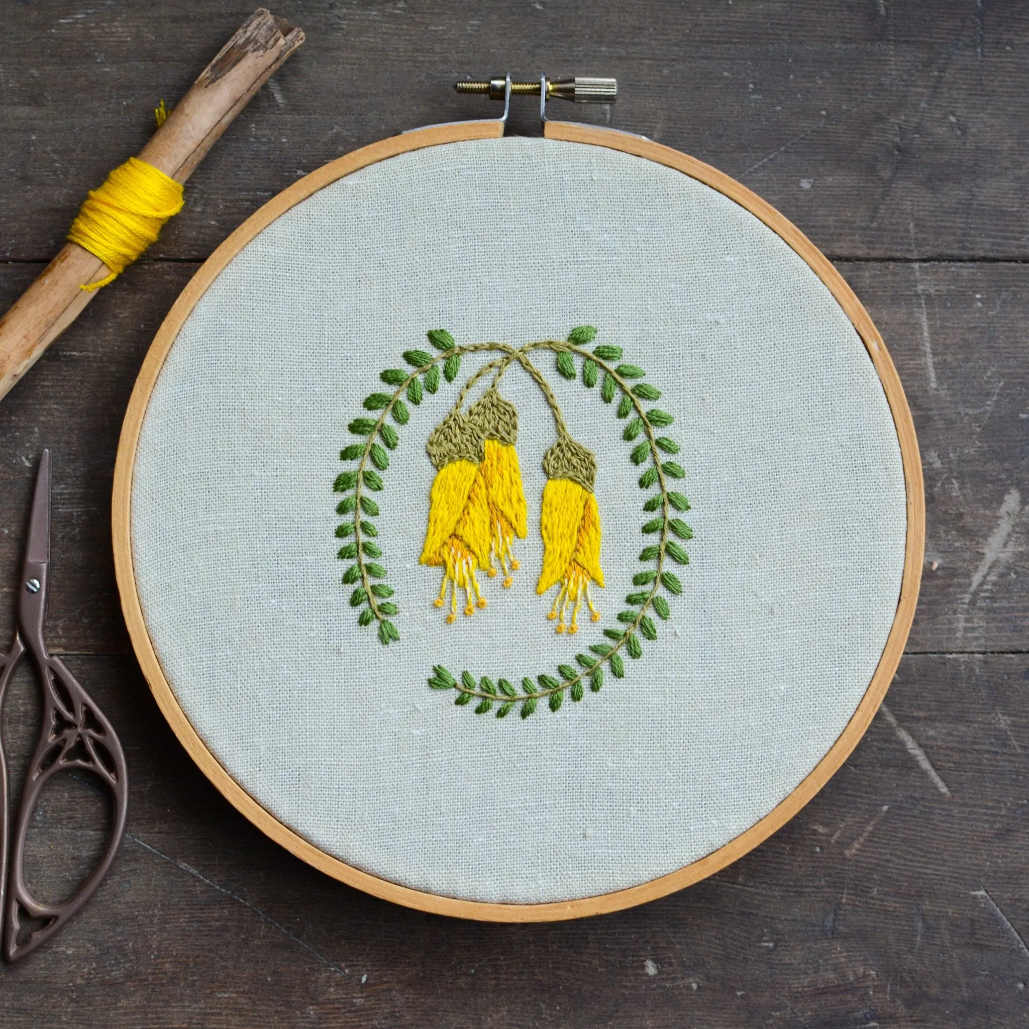 Kōwhai Embroidery Pattern