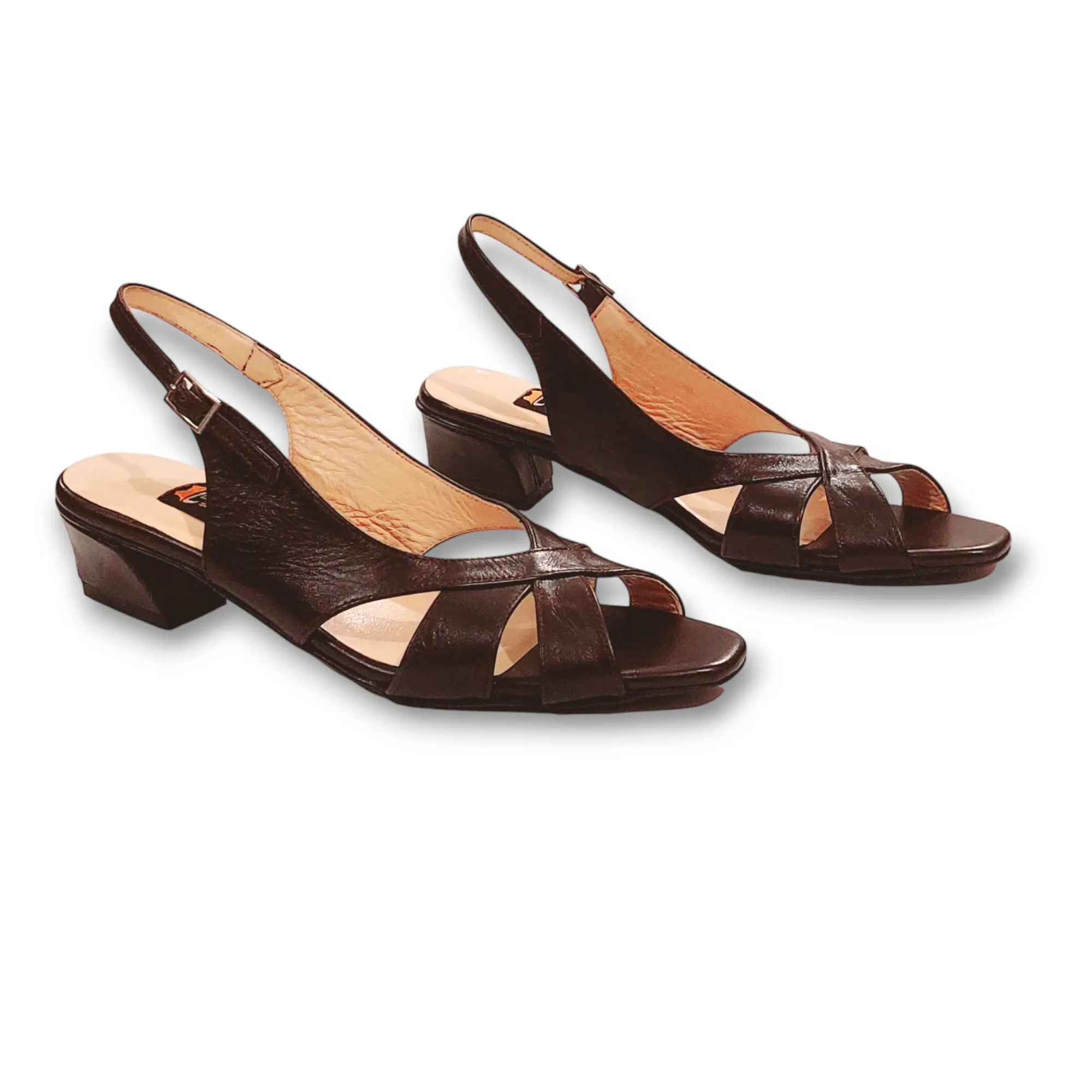 Ladies leather heeled Sandal LS14