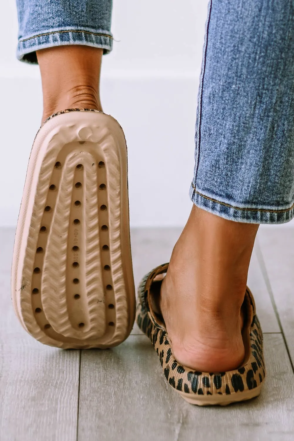 LDC Leopard Print Thick Sole Slip On Slippers|Multicolor