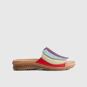 Leather Flat Comfort Sandals Multi 8421