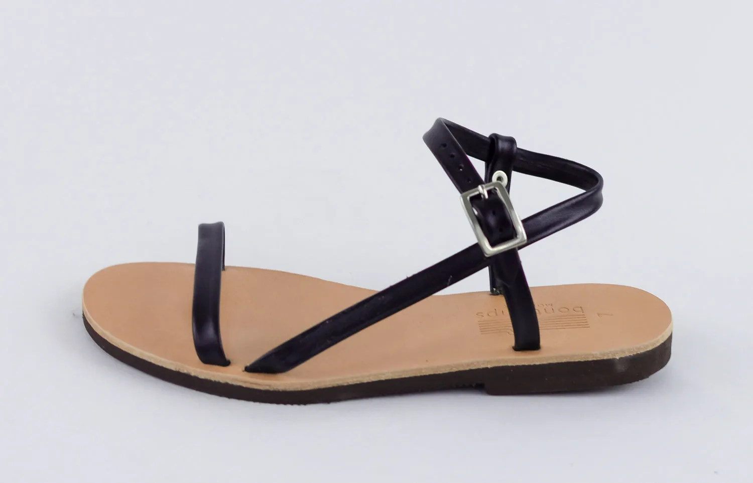 LETO BLACK LEATHER SANDALS