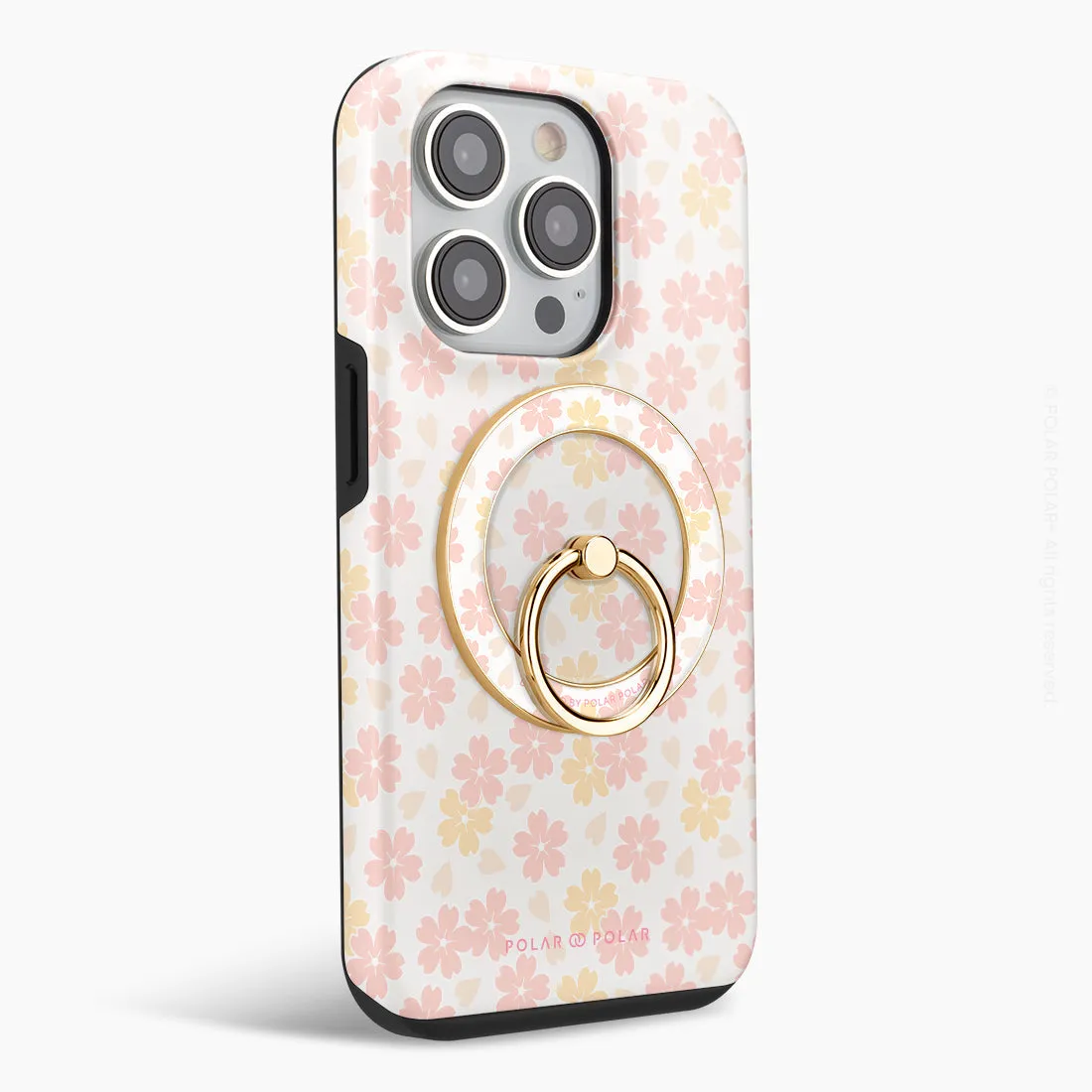 Light Pink Sakura - Golden MagSafe Phone Grip and Ring Holder Stand