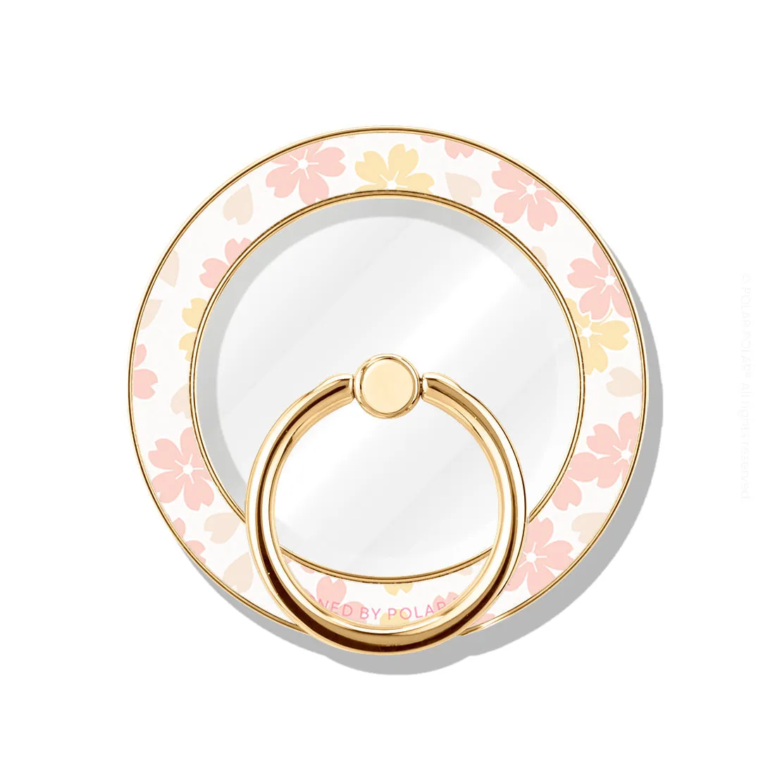 Light Pink Sakura - Golden MagSafe Phone Grip and Ring Holder Stand