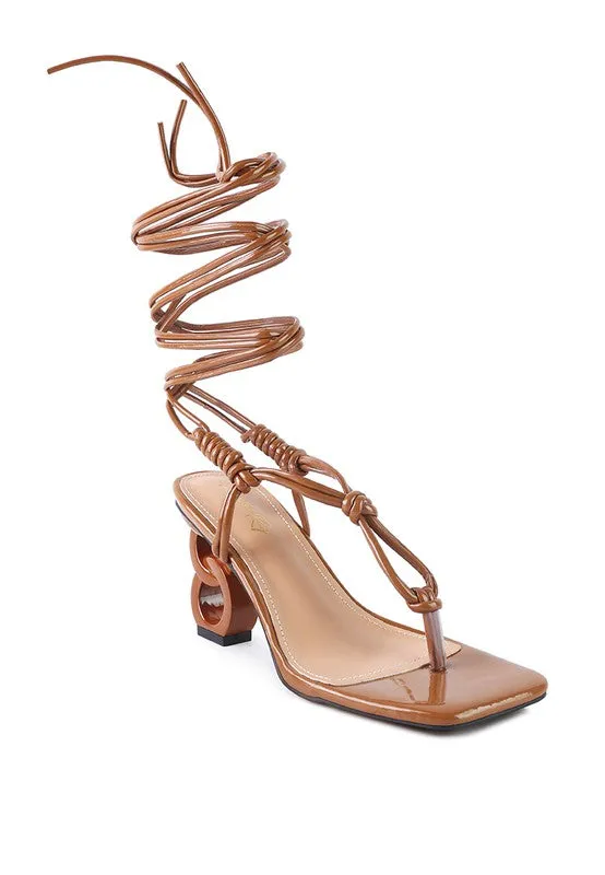 London Rag Cassino Thong Lace Up Chain Heel Sandal