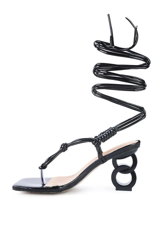 London Rag Cassino Thong Lace Up Chain Heel Sandal