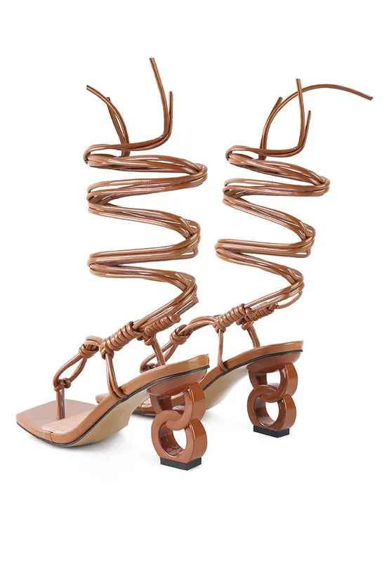 London Rag Cassino Thong Lace Up Chain Heel Sandal