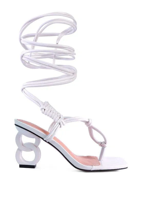 London Rag Cassino Thong Lace Up Chain Heel Sandal