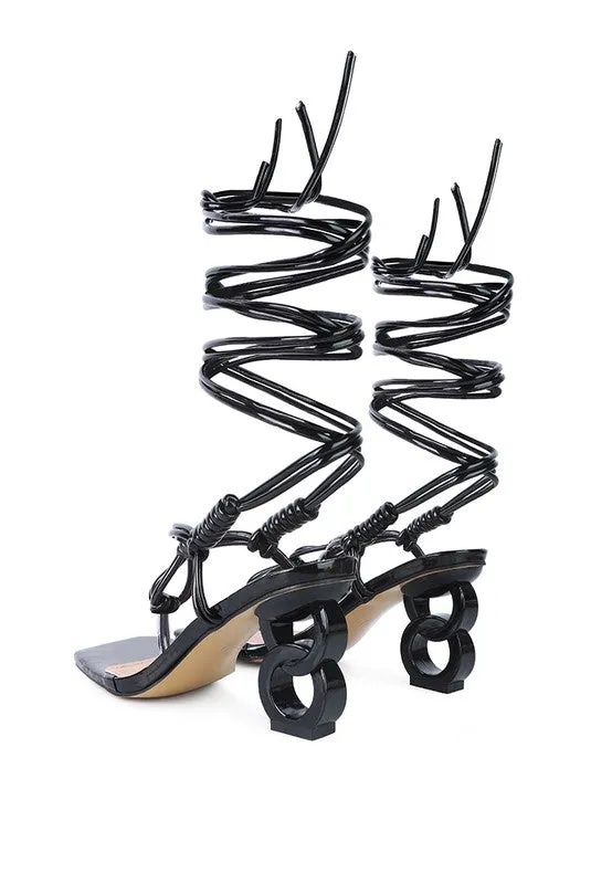 London Rag Cassino Thong Lace Up Chain Heel Sandal