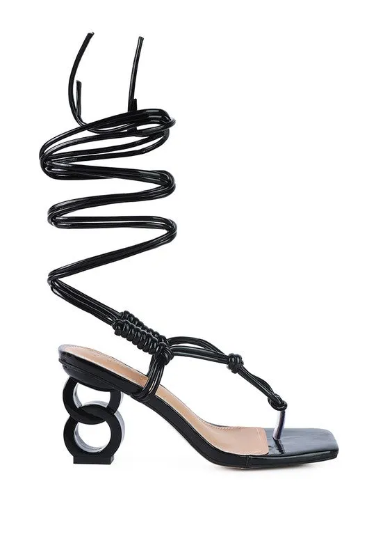 London Rag Cassino Thong Lace Up Chain Heel Sandal