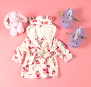 Lulabay baby girls 3 piece personalised fairy gown, slippers and bunny gift set
