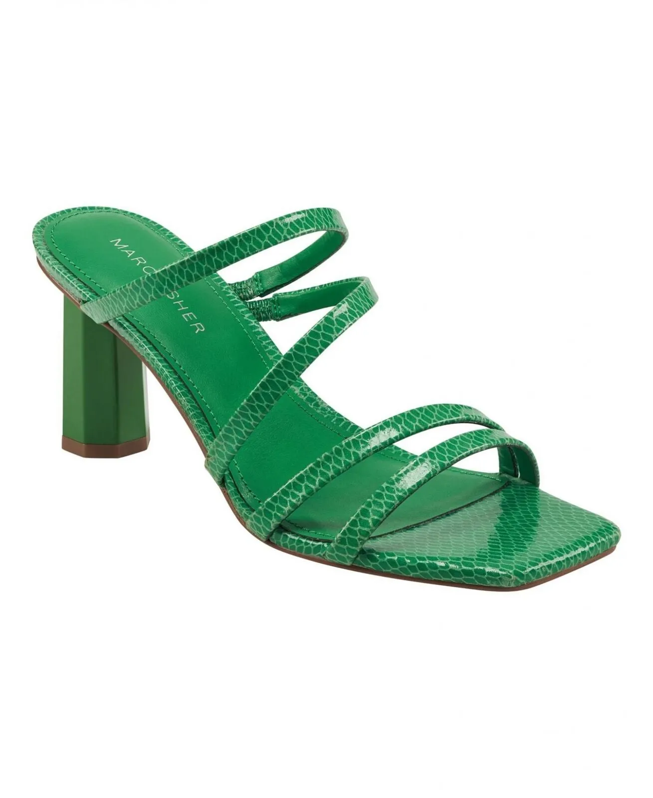 Marc Fisher Women's Kristin Heels Sandals Shoes MFKRISTIN Green Snake 9M