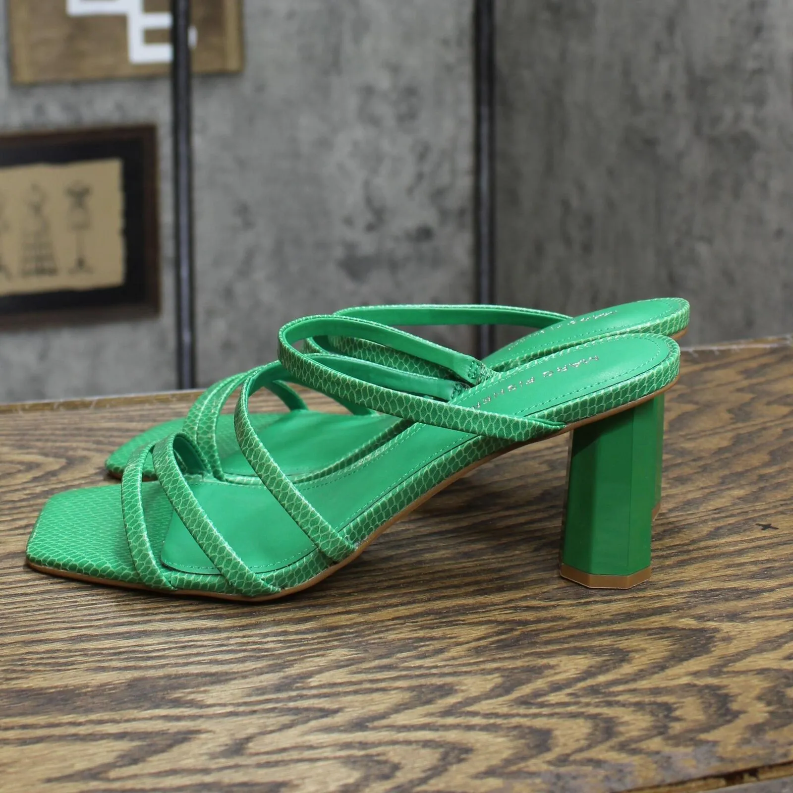 Marc Fisher Women's Kristin Heels Sandals Shoes MFKRISTIN Green Snake 9M