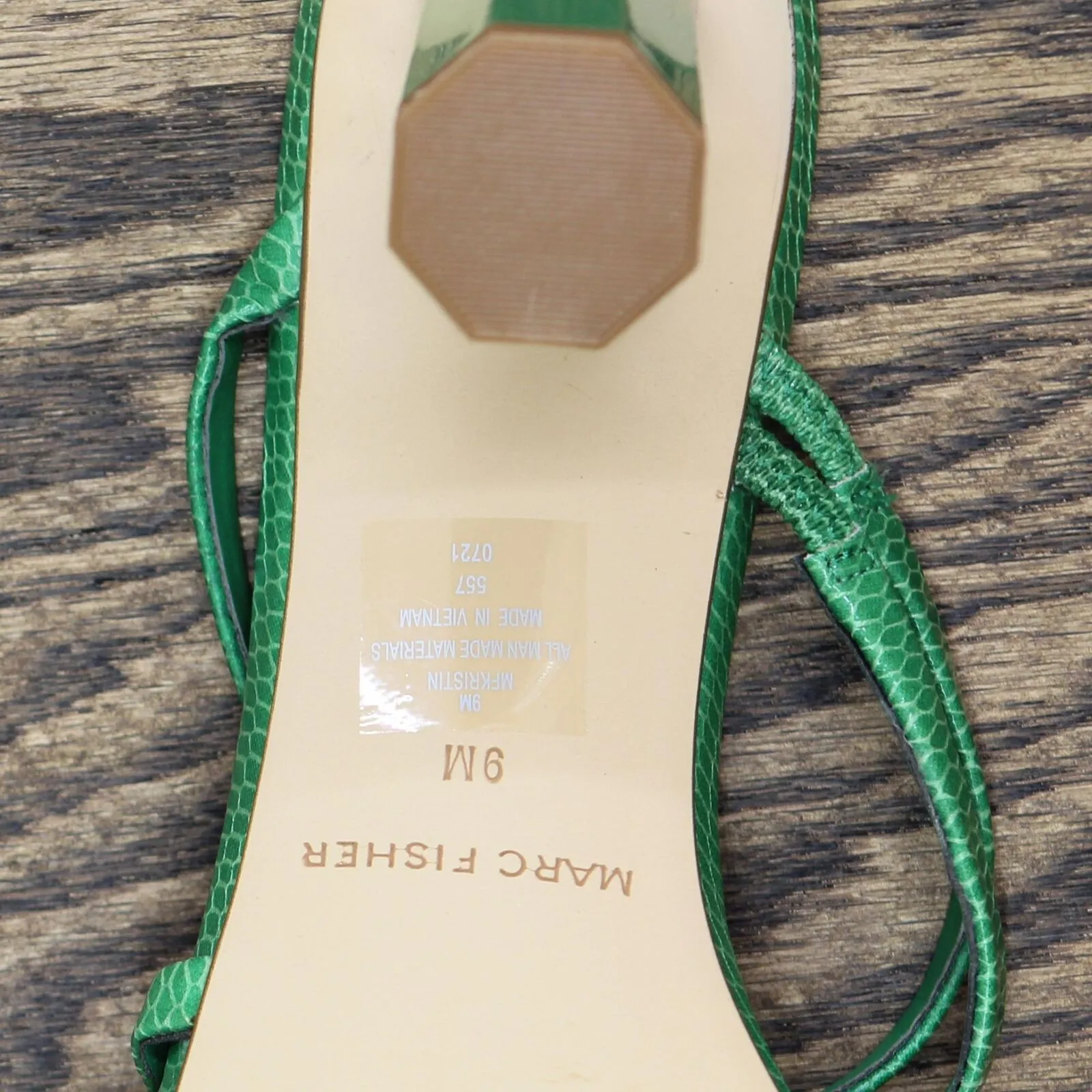 Marc Fisher Women's Kristin Heels Sandals Shoes MFKRISTIN Green Snake 9M