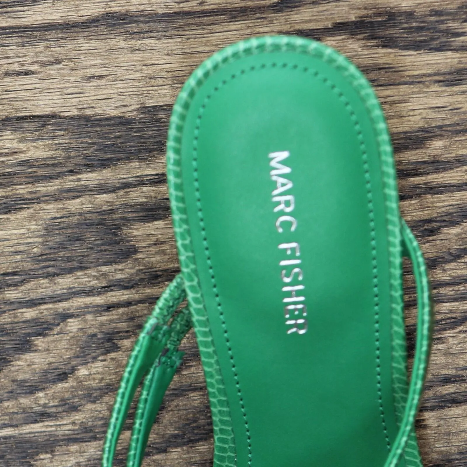 Marc Fisher Women's Kristin Heels Sandals Shoes MFKRISTIN Green Snake 9M